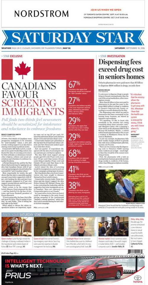 Canadians favour screening immigrants